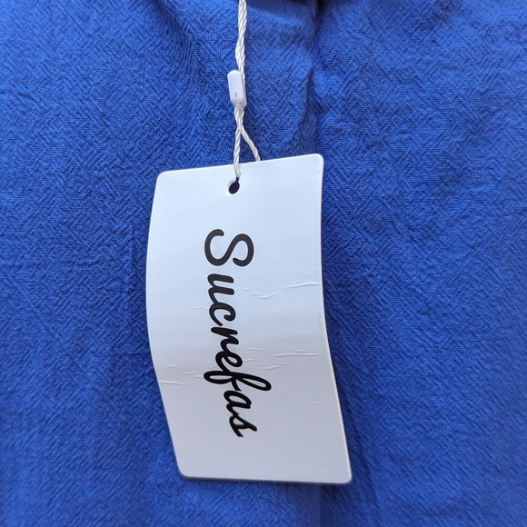 Sucrefas Navy Empire- Waist Short- Sleeve Line Dress, Size M - Picture 8 of 13